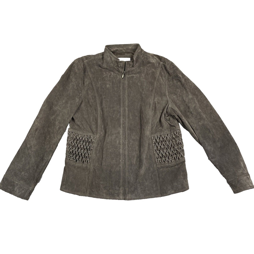 Coldwater Creek Suede Jacket Large‎ Black Lined Zip Up Leather Western Boho Chic